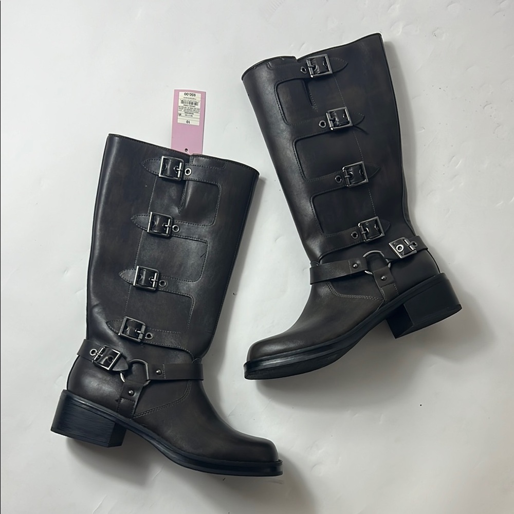NWT Wild Fable Brown Rebel Tall Buckle Moto Boots